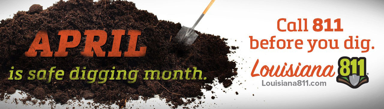 A banner displaying that April is National Safe Digging Month